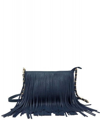 Fringed Shoulder Bag Tassel Cross Body E031 NAVY